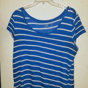 Blue Short Sleeve Top w/ White Stripes